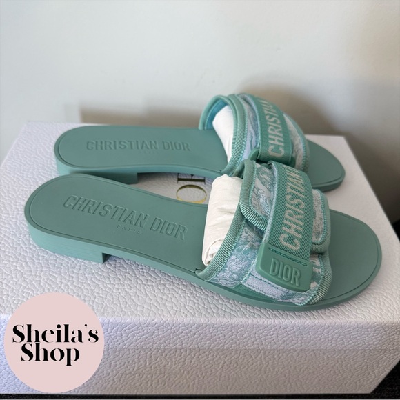 NIB Christian Dior Dioriviera Dio(r)evolution Slide Sandals Sky Blue Size 36 - Picture 4 of 8
